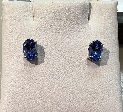 14K White Gold & Tanzanite Earrings