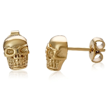Italgem Stainless steel polished skull stud earrings