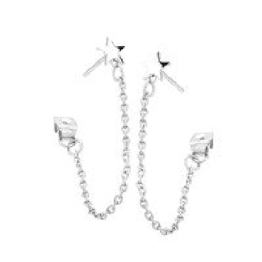Italgem stainless steel white cz double strand star earrings