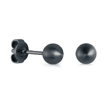 Italgem stainless steel black IP polished 6mm ball stud earrings
