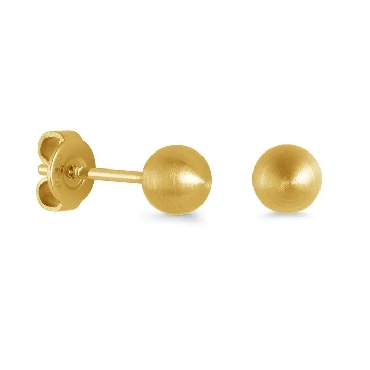 Italgem stianless steel gold IP polished 6mm ball stud earrings