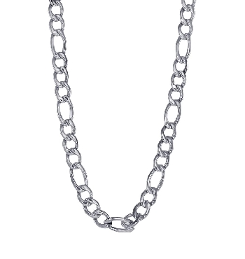 Italgem stainless steel Gun-IP 6mm figaro polished chain necklace 20