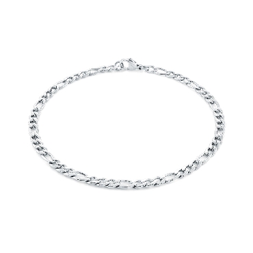 Italgem stainless steel 4.5mm figaro anklet 9