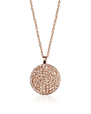 sterling silver necklace with 42+3cm chain; polished and rose gold plated.