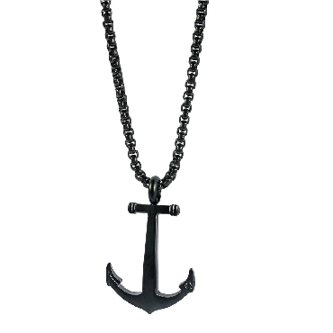 Italgem Matte Stainless SteelAnchor Necklace
With boxlink chain.