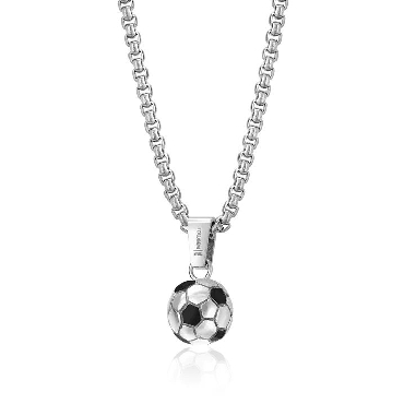 Italgem stainless steel black IP soccer ball necklace