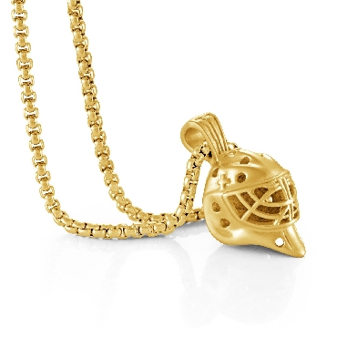 Italgem stainless steel polished goalie helmet pendant.