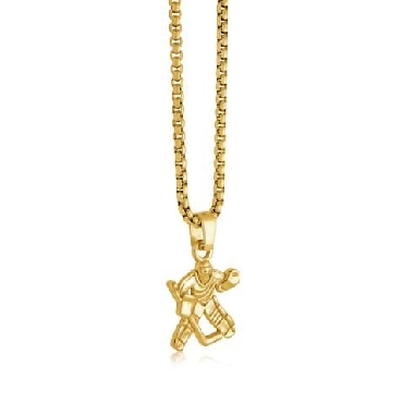 Italgem stainless steel goalie pendant necklace Gold IP.