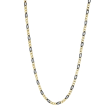 Italgem stainless steel black gold IP 6mm figaro 22 necklace