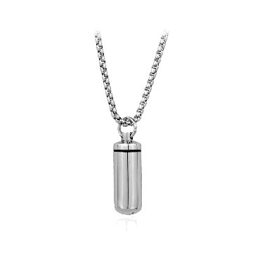 Italgem stainless steel cylinder urn pendant necklace.