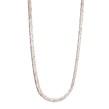 Italgem stainless steel rose-ip 4mm flate herring bone necklace 16  +3