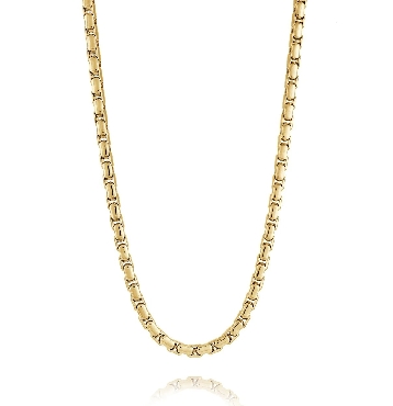 Italgem stainless steel gold plated vertical round link necklace 24