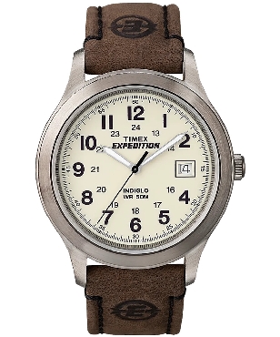 Gents Timex Expedition® Watch with classic outdoor design genuine leather strap and Indigo light