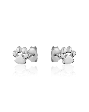 Sterling silver tiny paw earrings with rhodium plating
