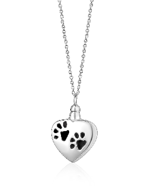 Sterling sivler Paw urn pendant with rhodium plating.
