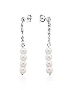 Sterling silver earrings with rhodium plating platinum finish fresh water pearls