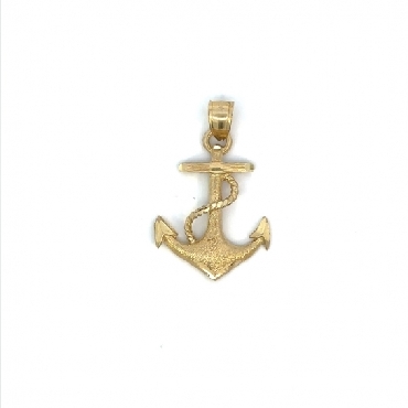 10k gold diamond cut anchor pendant.