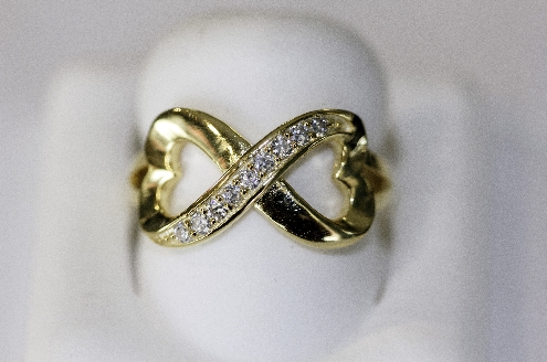 Gold Plated Sterling Silver Heart Infinity Ring With CZ s