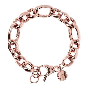 Bronzallure® 18K rose gold plated; fancy oval rolo bracelet.