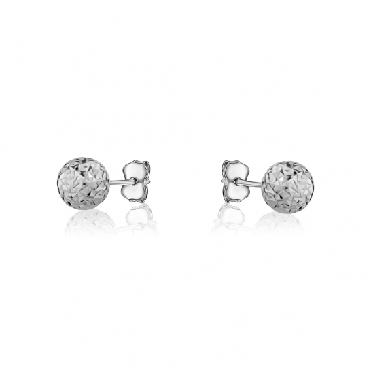 10k white gold faceted ball studs 4mm